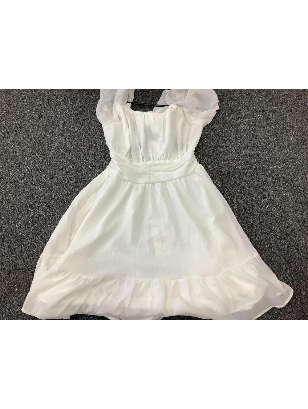 EXLURA White Sleeveless Dress with Tie Back Detail, Size M